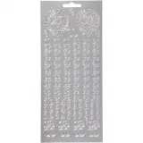 Sticker, Jubiläums-Zahlen, Blatt 10x23 cm, Silber, 1 Bl.