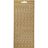 Sticker, Zahlen, 10x23 cm, Gold, 1 Bl.
