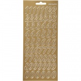Sticker, Zahlen, Blatt 10x23 cm, Gold, 1 Bl.