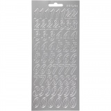 Sticker, Zahlen, Blatt 10x23 cm, Silber, 1 Bl.