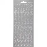 Sticker, Zahlen, Blatt 10x23 cm, Silber, 1 Bl.