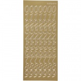 Sticker, Zahlen, Blatt 10x23 cm, Gold, 1 Bl.