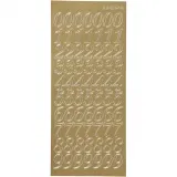 Sticker, Zahlen, Blatt 10x23 cm, Gold, 1 Bl.