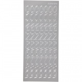 Sticker, Zahlen, 10x23 cm, Silber, 1 Bl.