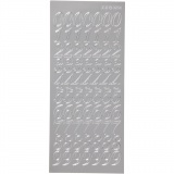 Sticker, Zahlen, Blatt 10x23 cm, Silber, 1 Bl.