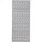 Sticker, Zahlen, Blatt 10x23 cm, Silber, 1 Bl.
