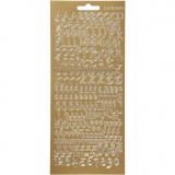 Sticker, Buchstaben, Blatt 10x23 cm, Gold, 1 Bl.