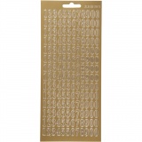 Sticker, Zahlen, Blatt 10x23 cm, Gold, 1 Bl.