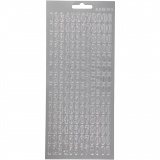 Sticker, Zahlen, Blatt 10x23 cm, Silber, 1 Bl.