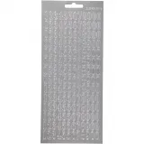 Sticker, Zahlen, Blatt 10x23 cm, Silber, 1 Bl.